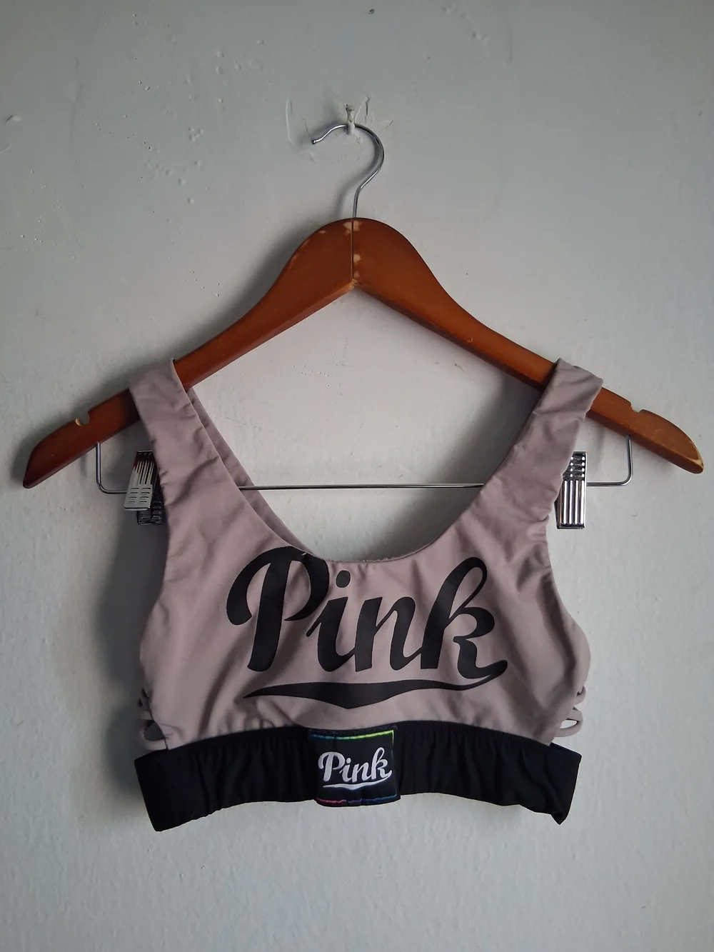 PINK Victoria's Secret Mauve Sports Bra with Black Band & Logo